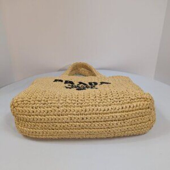 Prada Natural/Beige Small Woven Raffia Tote - Picture 5 of 5